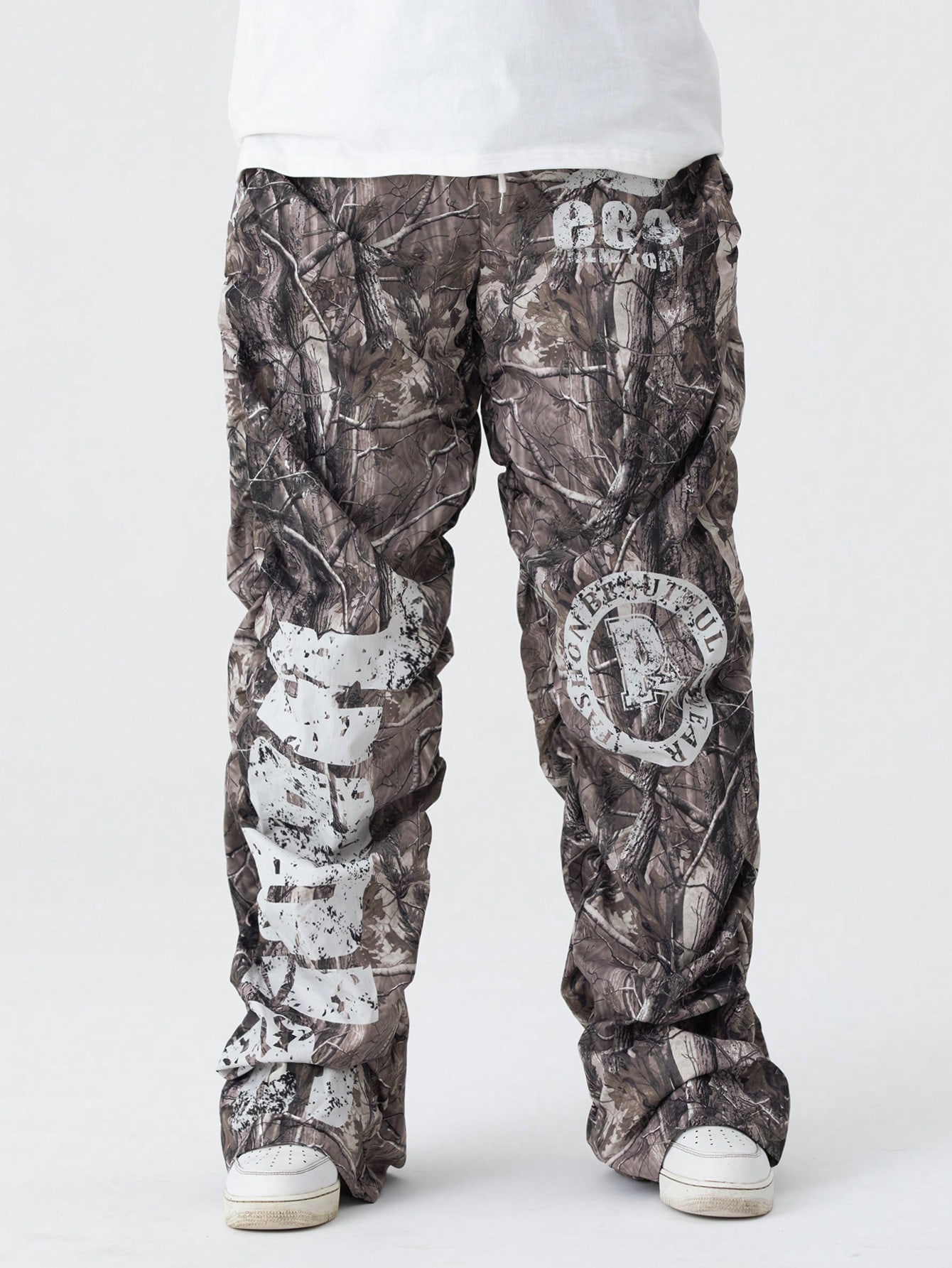 Street Life Men's Allover Print Casual Cargo Pants With Front Tie Waist, Daily Leisure Wear